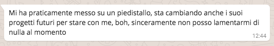 Feedback: mi ha messo su un piedistallo